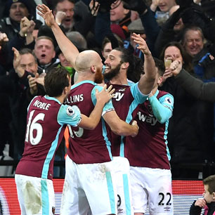 Andy Carroll celebrates his goal against Crystal Palace