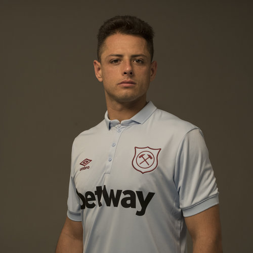 Chicharito poses in the new West Ham United third kit