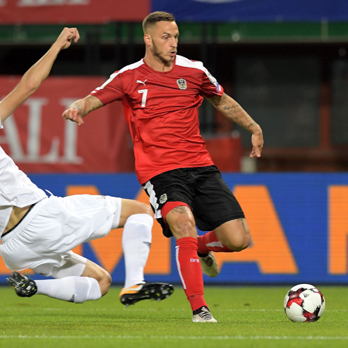 Marko Arnautovic in action for Austria against Georgia