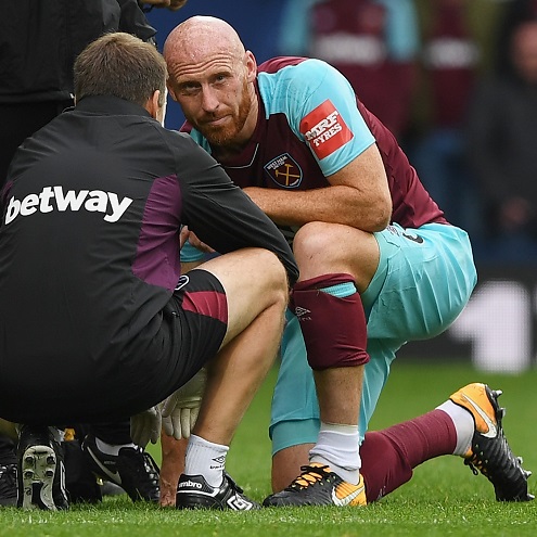 James Collins was injured at West Bromwich Albion