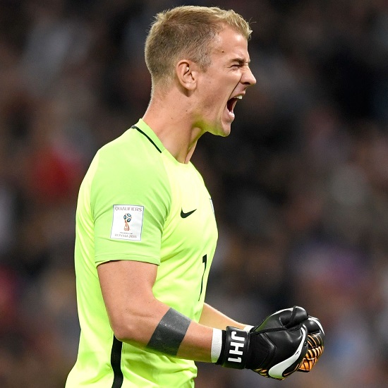 Joe Hart celebrates England's 2-1 World Cup qualifying victory over Slovakia