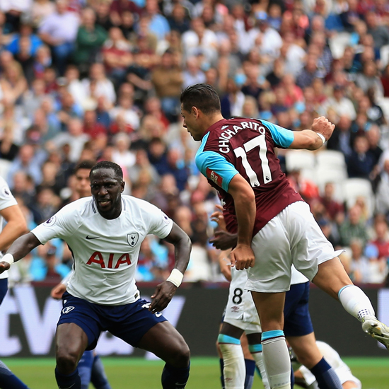 Chicharito scores against Tottenham