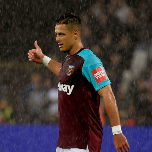 Chicharito poses in the new West Ham United third kit