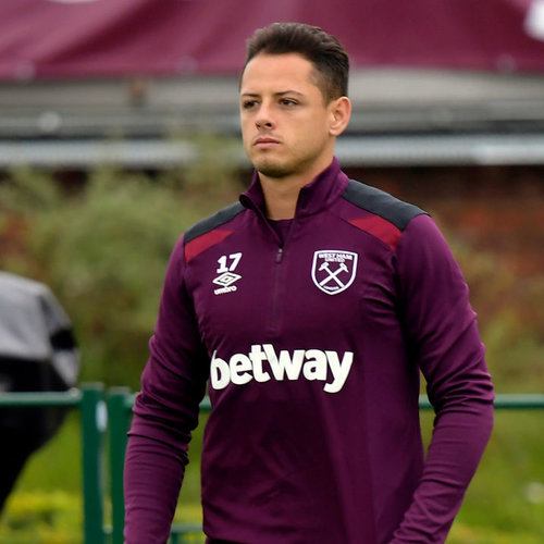 Chicharito poses in the new West Ham United third kit