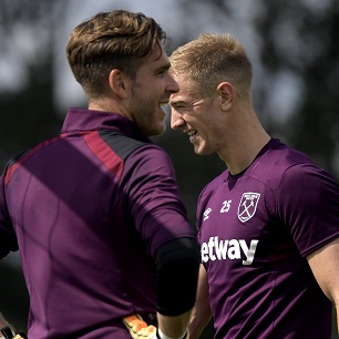 Adrian and Joe Hart in training at Rush Green