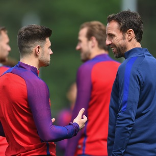 Aaron Cresswell chats to England manager Gareth Southgate