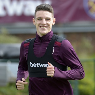 Declan Rice in training at Rush Green