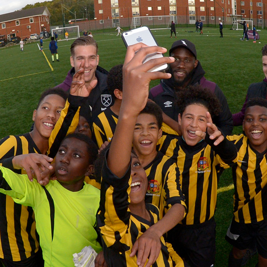 Youngsters meet Hammers players at the Lycamobile Cup