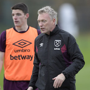 Declan Rice and David Moyes in training