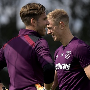 Adrian and Joe Hart in training