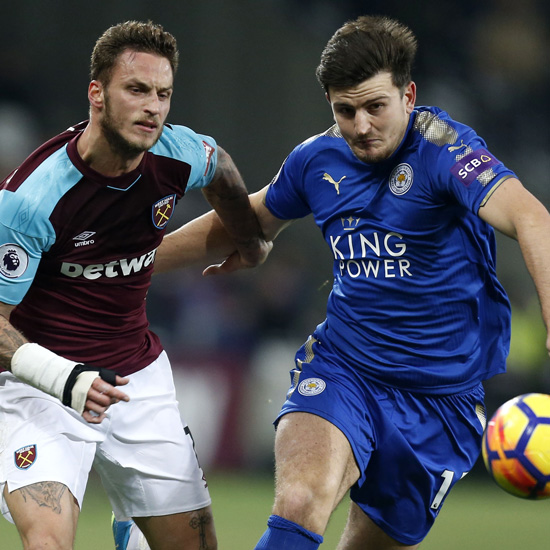 Marko Arnautovic challenges Harry Maguire