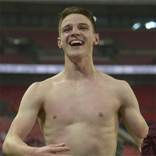 Declan Rice celebrates at Wembley