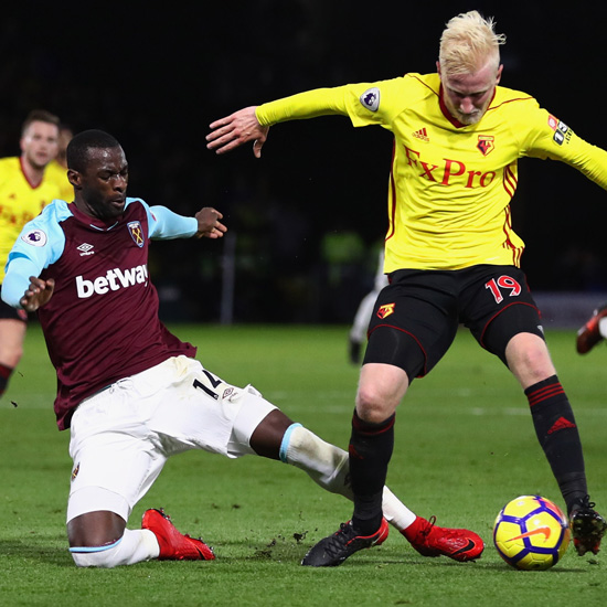 Pedro Obiang challenges Will Hughes