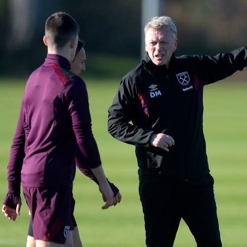 Moyes in training with Declan Rice on Friday