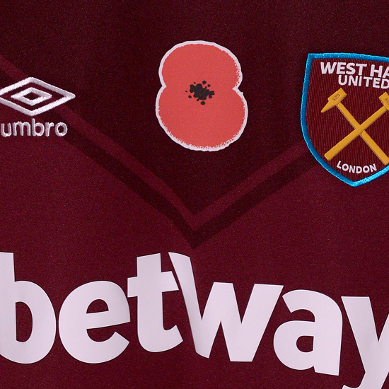 A West Ham shirt with a poppy motif