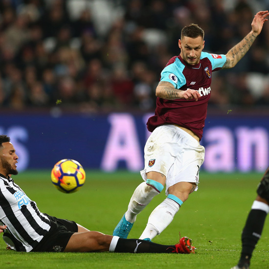 Marko Arnautovic shoots for goal