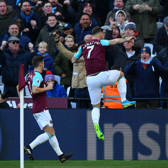 Marko Arnautovic celebrates his goal