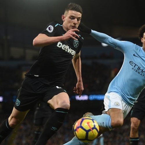 Declan Rice v Leroy Sane at Manchester City