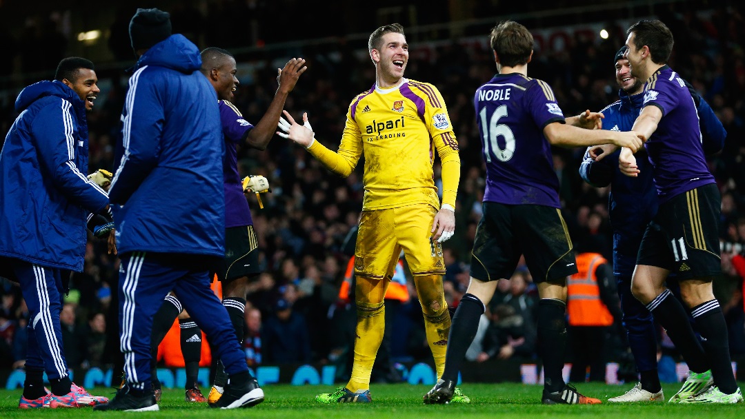 Adrian celebrates the FA Cup penalty shootout victory over Everton