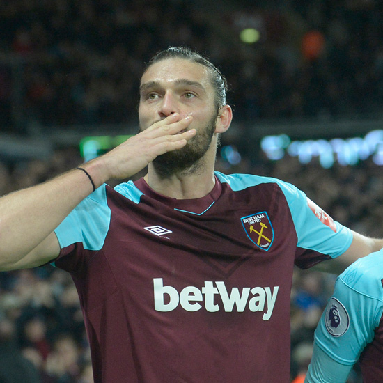 Andy Carroll celebrates his goal against West Brom