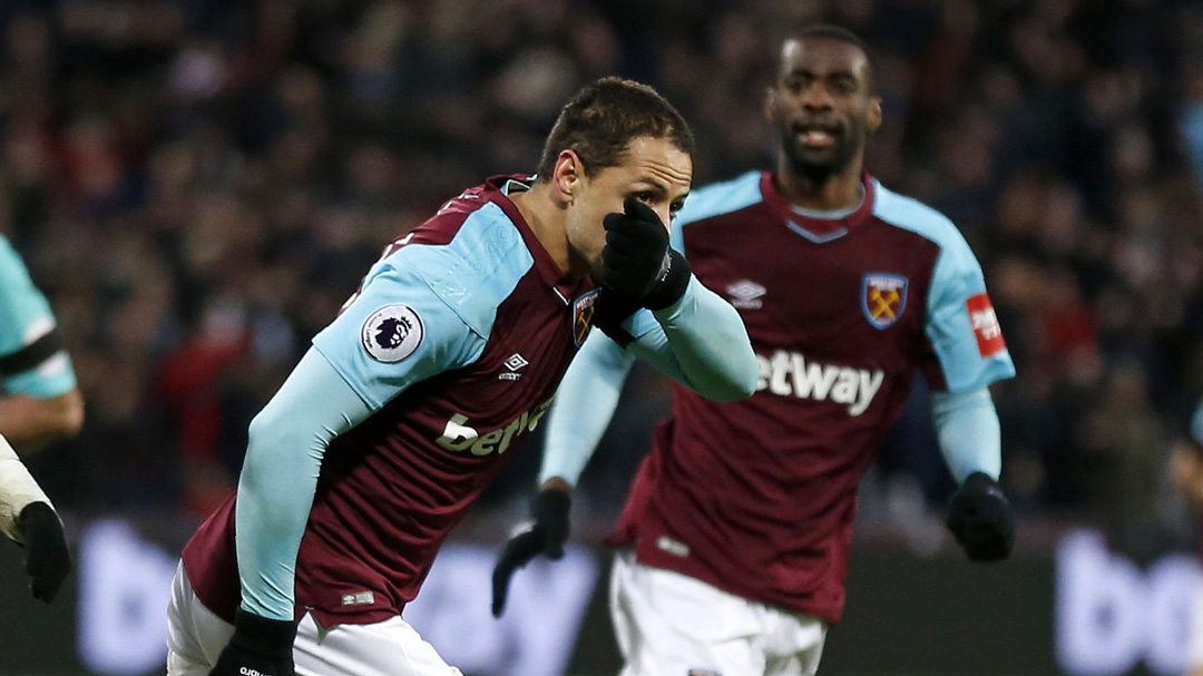 Chicharito celebrates his goal against Bournemouth