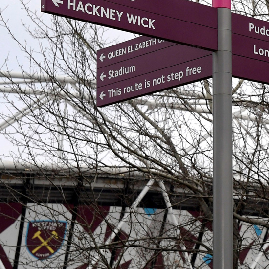 A signpost outside London Stadium