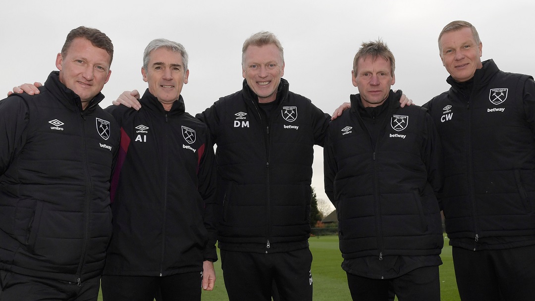 David Moyes with his backroom staff