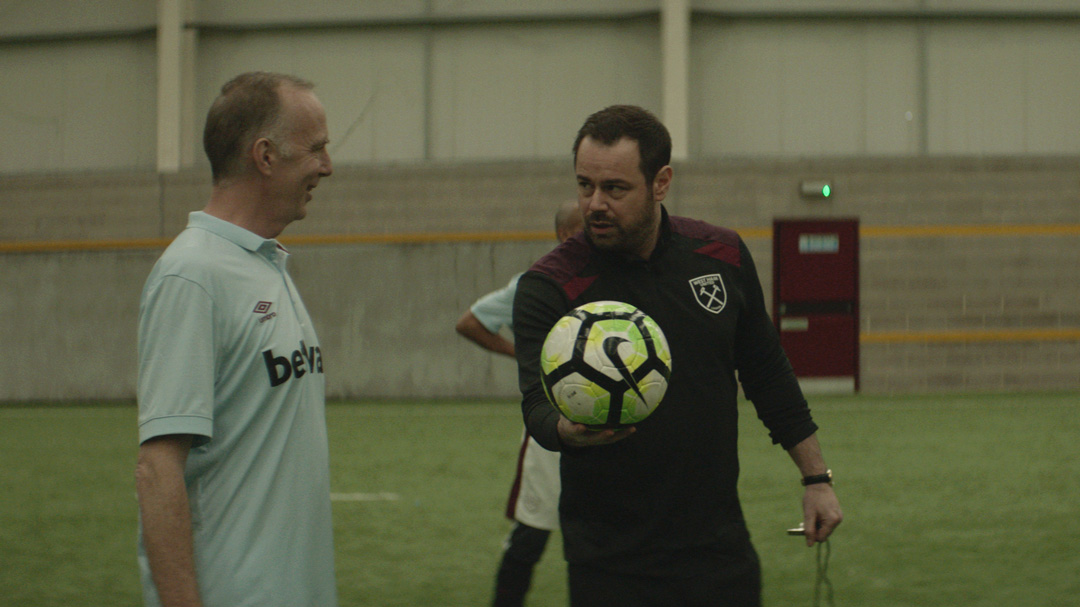 Danny Dyer referees a Walking Football game