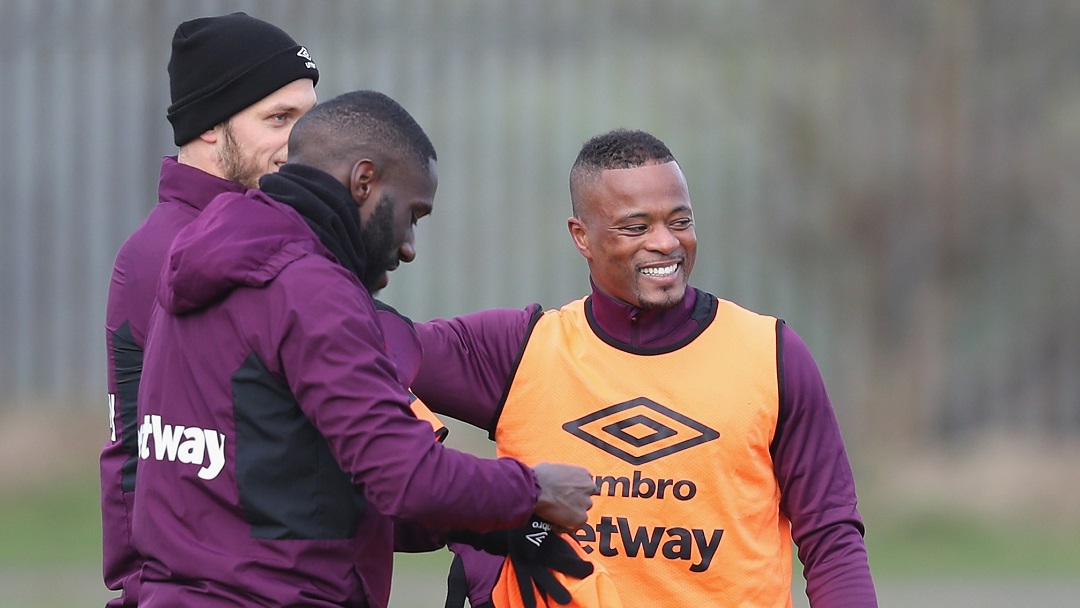 Patrice Evra training at Rush Green on Wednesday