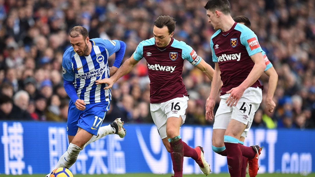 Glenn Murray and Mark Noble battle for possession