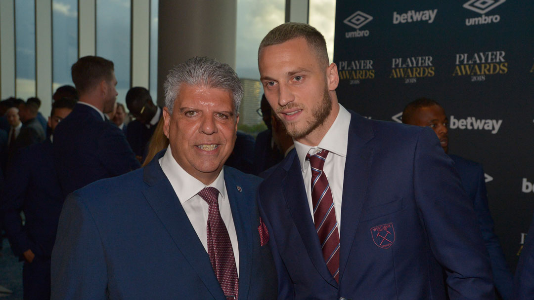 Marko Arnautovic with West Ham fan John England