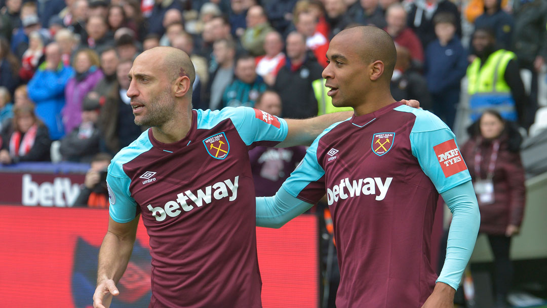 Pablo Zabaleta and Joao Mario celebrate the Portuguese midfielder's goal