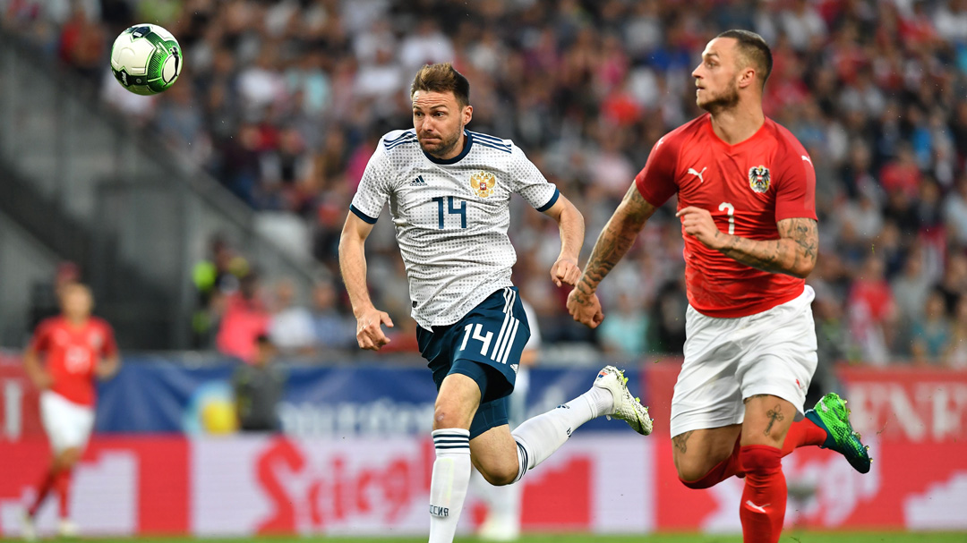 Marko Arnautovic in action for Austria against Russia