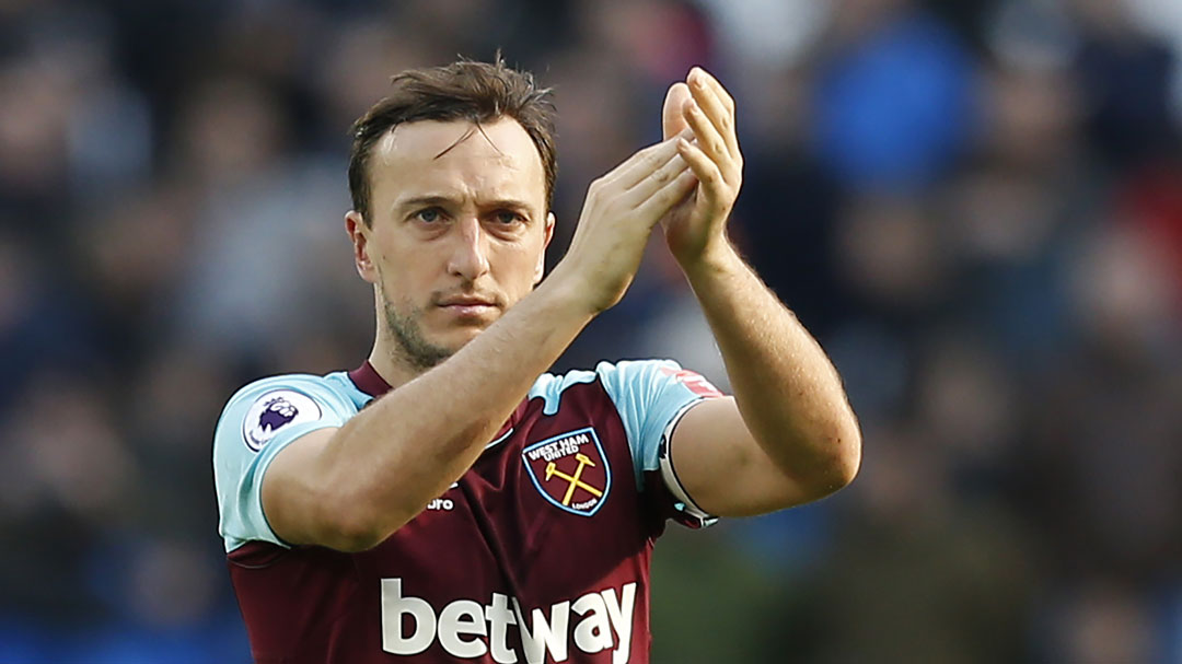 Mark Noble applauds the fans