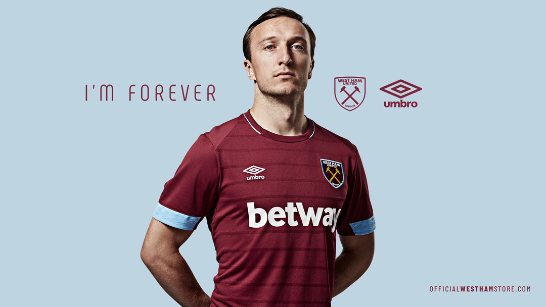 Mark Noble models the new 2018/19 Home shirt