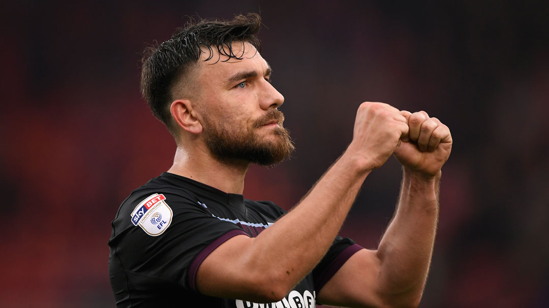 Robert Snodgrass celebrates Aston Villa's victory at Middlesbrough