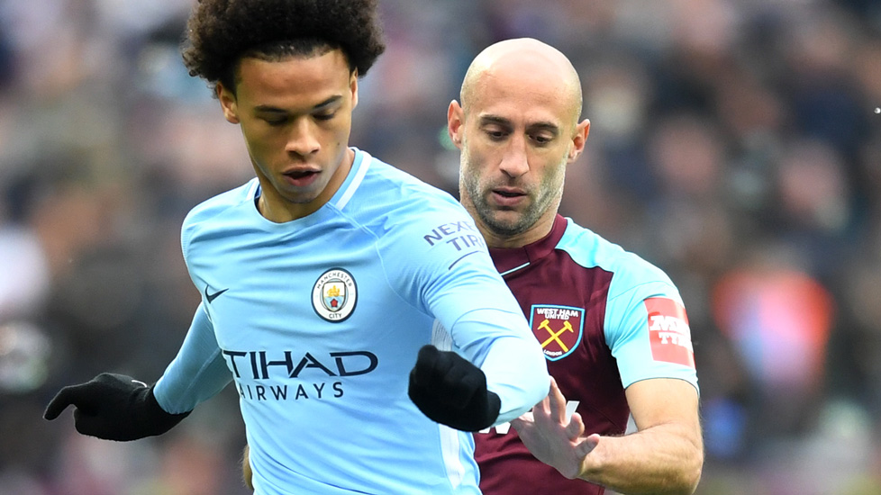 Pablo Zabaleta challenges Leroy Sane