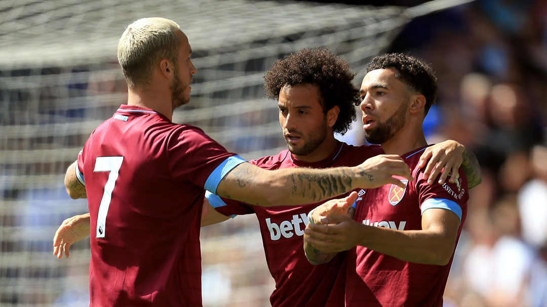 Felipe Anderson celebrates scoring at Ipswich Town