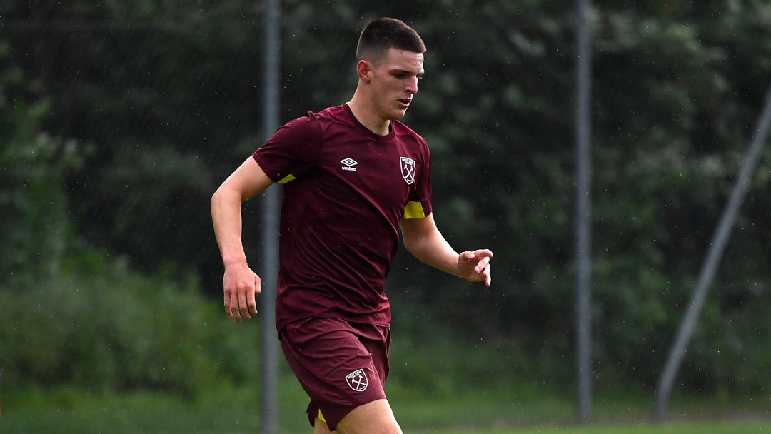 Declan Rice in training at West Ham United's pre-season camp in Switzerland