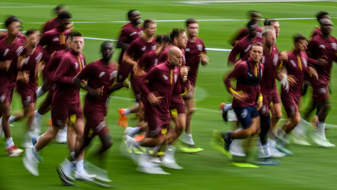 West Ham United players warm-up at FC Bad Ragaz