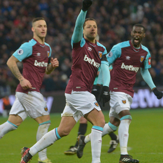 Chicharito celebrates scoring against Bournemouth