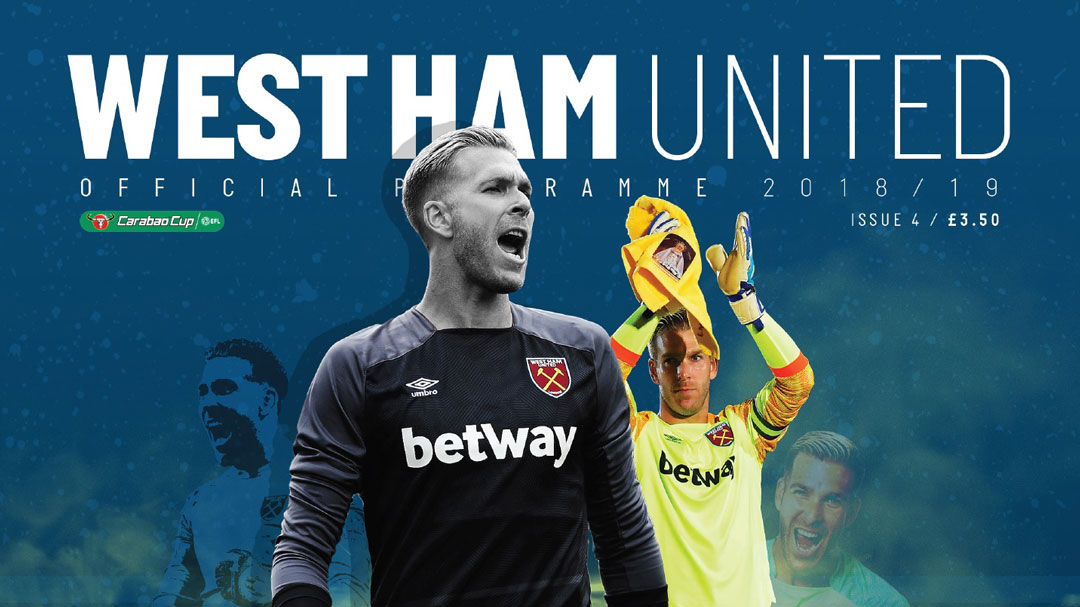 Adrian is the cover star for Wednesday's Carabao Cup Official Programme