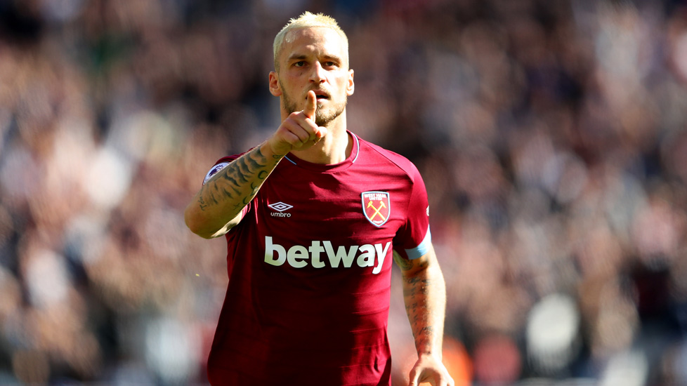 Marko Arnautovic celebrate his goal against Manchester United