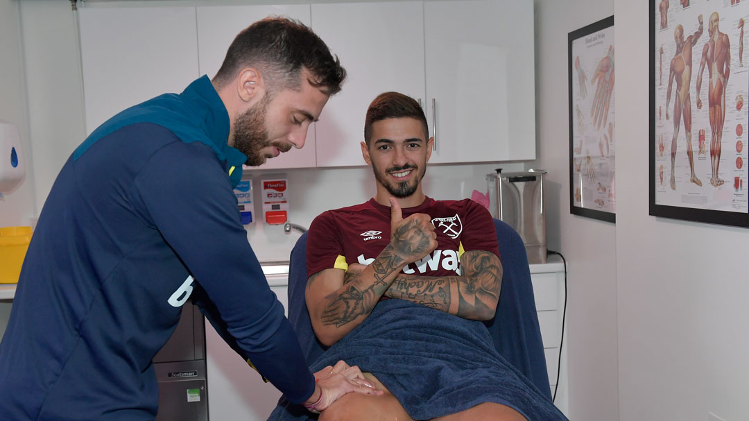 Manuel Lanzini is back at Rush Green and working hard on his rehabilitation