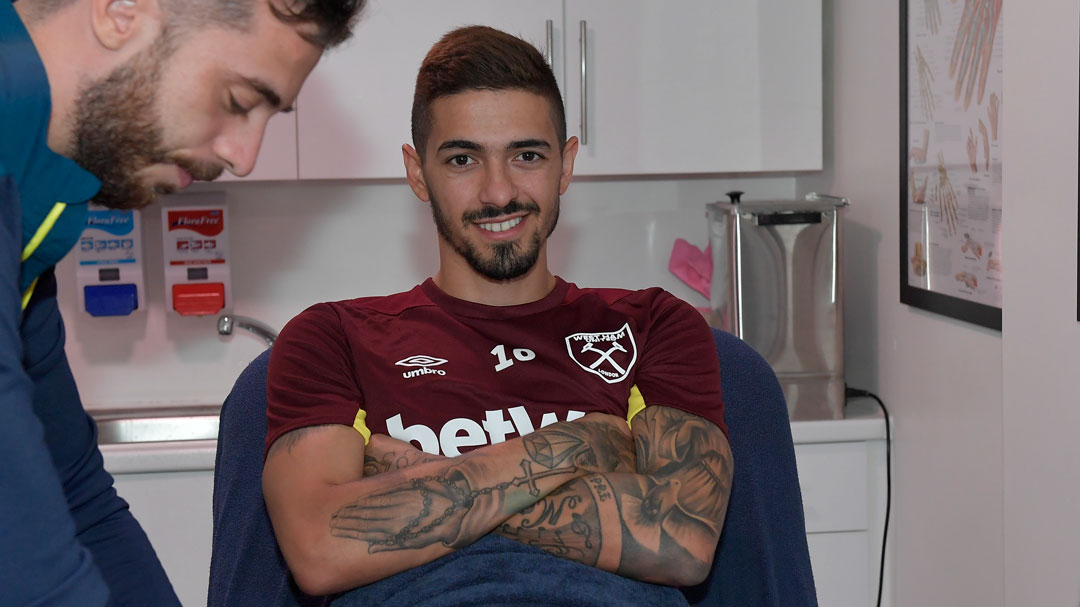 Manuel Lanzini is back at Rush Green and working hard on his rehabilitation