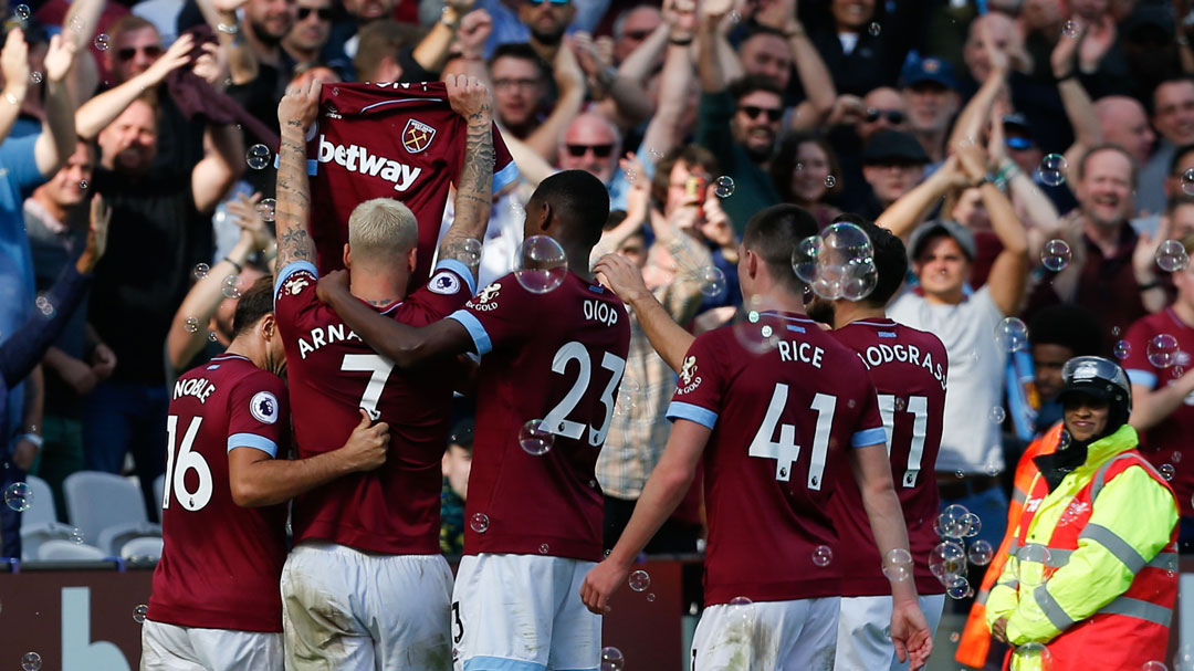 West Ham United celebrate beating Manchester United