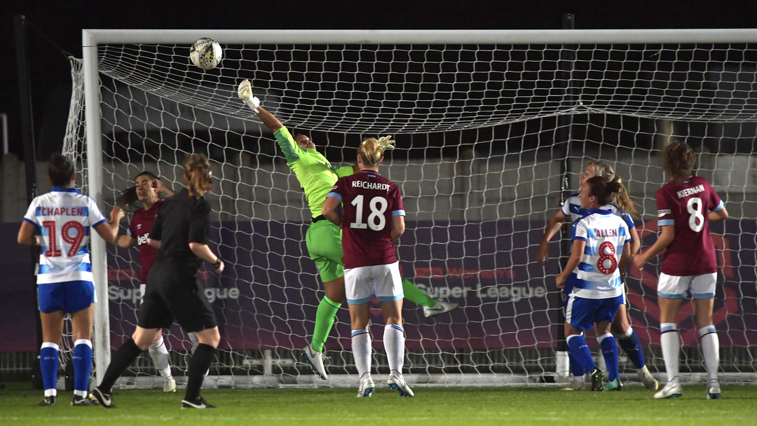 Becky Spencer makes a great save to deny Reading FC Women