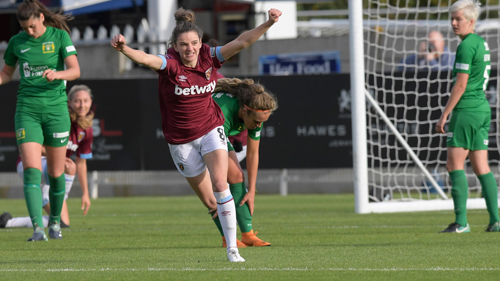 Leanne Kiernan celebrates her goal