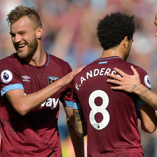 The Hammers celebrate against Manchester United