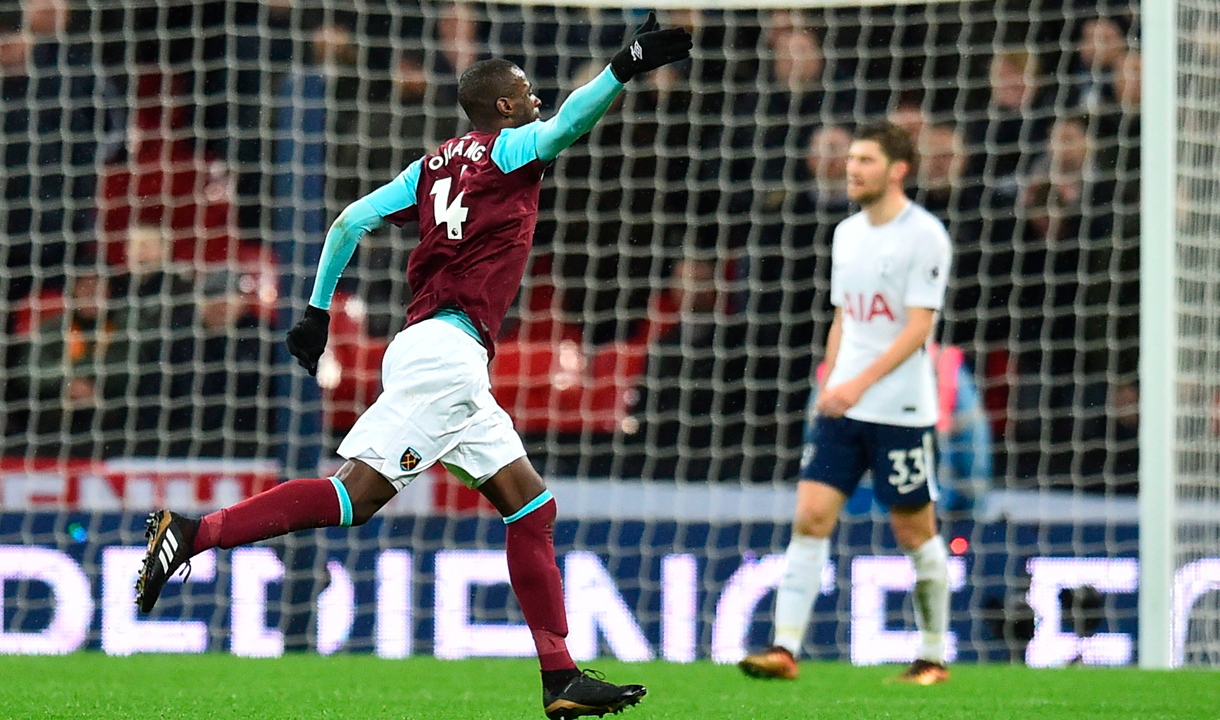 Pedro Obiang celebrates scoring against Spurs